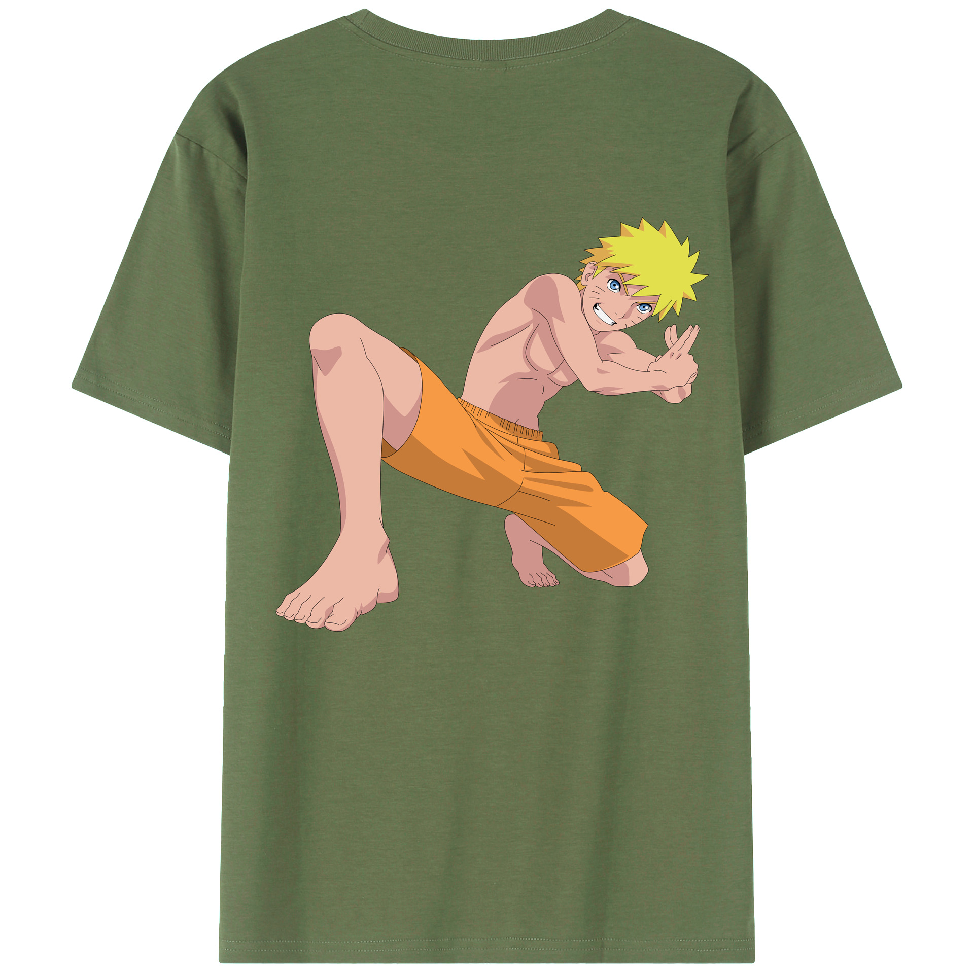 （画像用） NARUTO -ナルト- うずまき ナルト Uzumaki Naruto 綿100％ メンズ半袖Tシャツ（バックプリント） 通気性